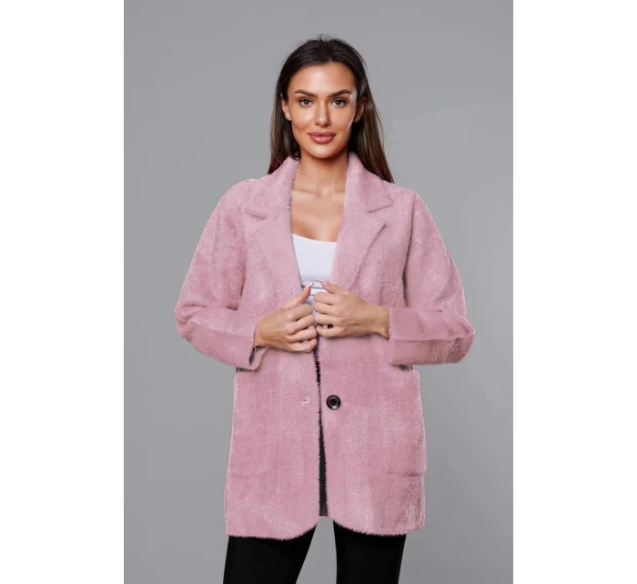 Krátký vlněný přehoz přes typu alpaka v růžové barvě model 18059155 - MADE IN ITALY
