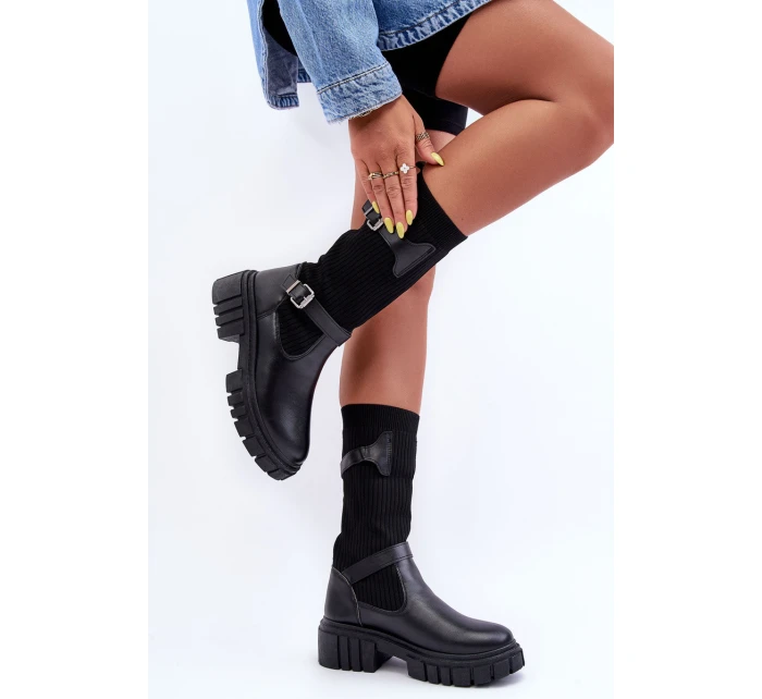 Dámské kotníkové boty s punčochou černé Abroze Dámské kotníkové boty s punčochou černé Abroze