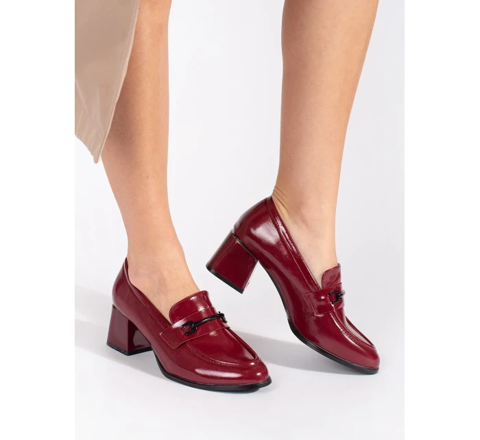 Módní dámské vínový polobotky na širokém podpatku Módní dámské vínový polobotky na širokém podpatku