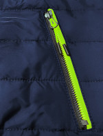 Tmavě modro-šedá dámská bunda z různých spojených materiálů (8M916-215)