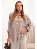 Dámské tričko s model 21954846 ozdobnými knoflíky a límečkem fango - K-Fashion