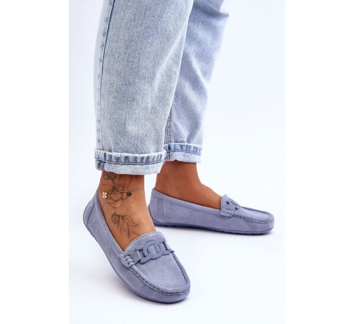 Dámské módní semišové mokasíny modré model 21625612 - Boto