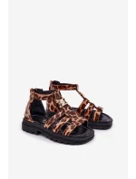 Dívčí Sandály Gladiátoři Se Zlatým Detalem Panterka Vesira Dívčí Sandály Gladiátoři Se Zlatým Detalem Panterka Vesira