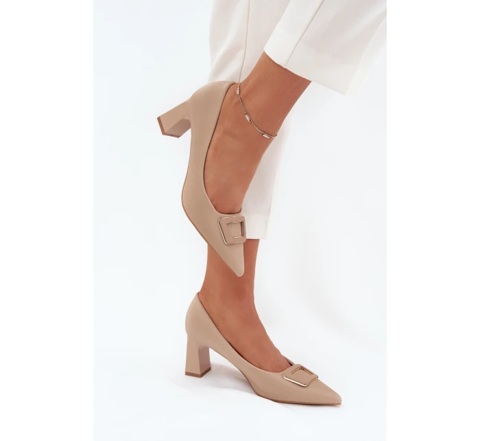 Lodičky Na Podpatku S Přezkou Nude model 21704557 - Boto