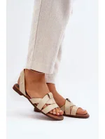 Zazoo Pohodlné kožené nazouvací sandály, béžová Zazoo Pohodlné kožené nazouvací sandály, béžová