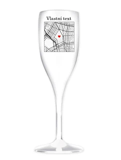 Personalizovaná nerozbitná prosecco sklenice s mapou