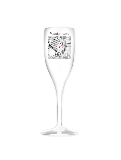Personalizovaná nerozbitná prosecco sklenice s mapou Personalizovaná nerozbitná prosecco sklenice s mapou
