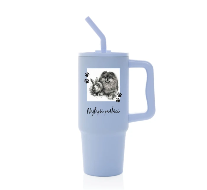 Personalizovaná termoska s barevným víčkem - fotografie s mazlíčkem Personalizovaná termoska s barevným víčkem - fotografie s mazlíčkem