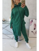 Mikinová souprava s delší stranou tmavě zelená