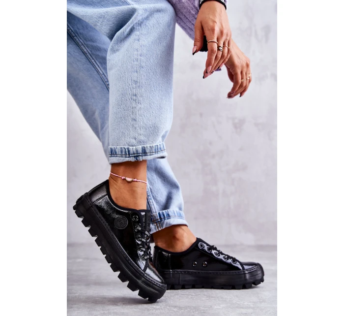 Módní lakované tenisky Big Star KK274044 Černá Módní lakované tenisky Big Star KK274044 Černá