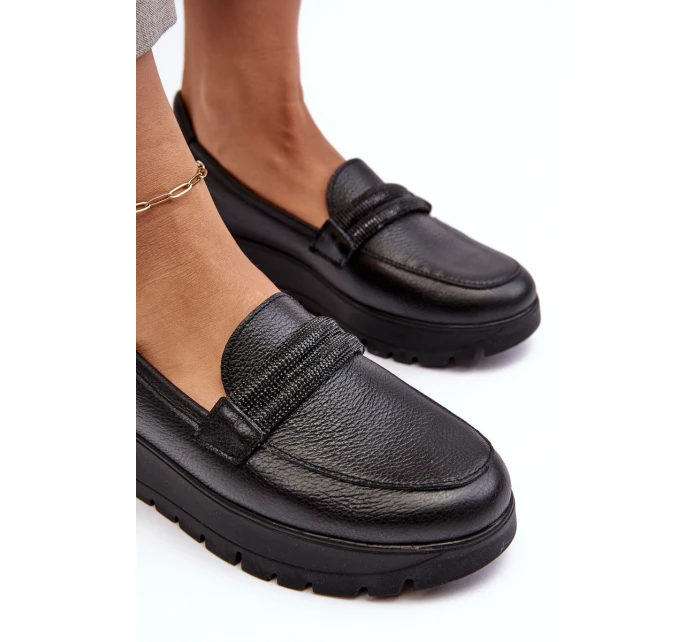 Kožené polobotky s se zdobením černé Lemar model 21635991 - Boto