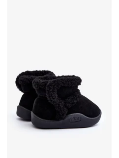 Dětské sněhule na suchý zip Black Unitia