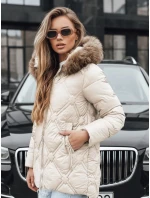 Dámská zimní bunda s kožešinou ecru FashionStreet TY5513
