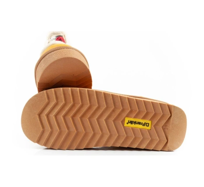 D.Franklin sněhule dámské zimní módní kožešina zateplené hořčice dámské