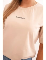 Dámská bavlněná blůza s potiskem Minimal béžová