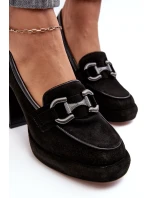 Kožené lodičky na masivním sloupku model 21638437 černé - Laura Messi