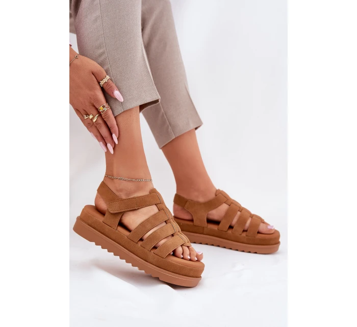 Dámské Sandály Na Platformě Eko Semišové Camel Filisenia Dámské Sandály Na Platformě Eko Semišové Camel Filisenia