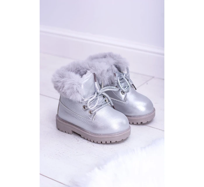 Stříbrné izolované dětské boty Trapery Fobos Stříbrné izolované dětské boty Trapery Fobos