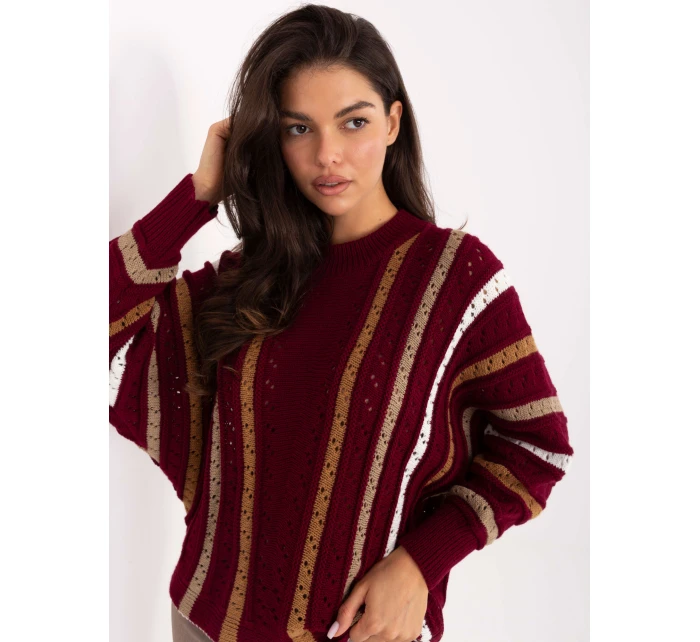 Sweter IT SW model 21393073 bordowy - FPrice Sweter IT SW model 21393073 bordowy - FPrice