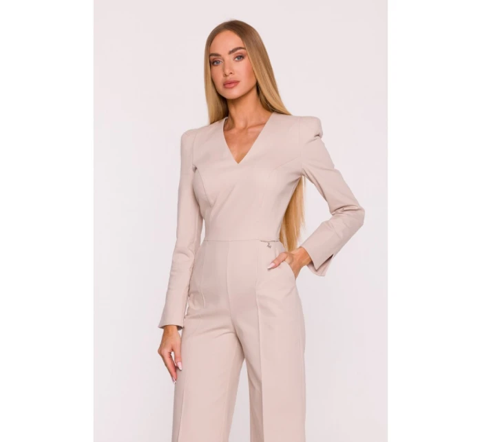 M883 Kombinéza džínového vzhledu - béžová