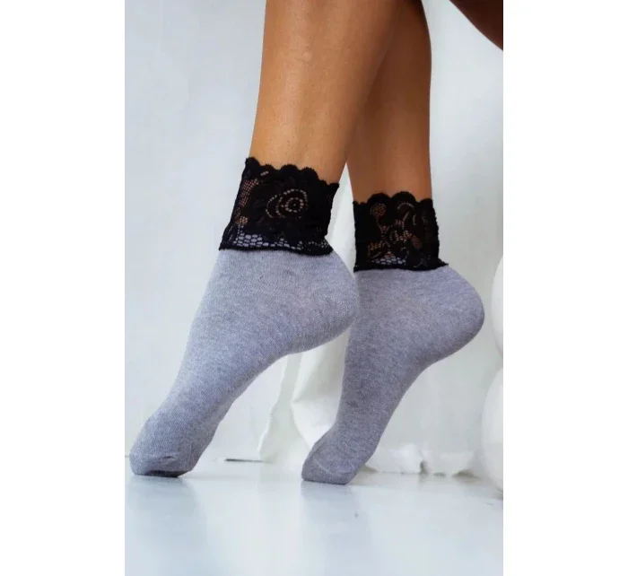 Dámské ponožky 1061 Šedá s černou - Milena Dámské ponožky 1061 Šedá s černou - Milena