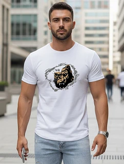 Pánské bílé tričko s potiskem FashionStreet NX5085R