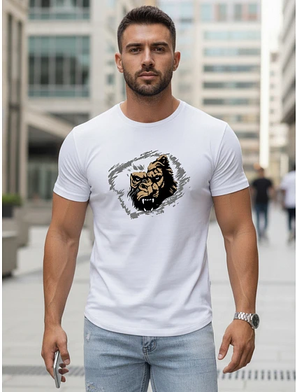 Pánské bílé tričko s potiskem FashionStreet NX5085R