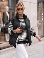 Dámská bavlněná mikina oversize s pruhy Azara, černá, FashionStreet RY2934 Dámská bavlněná mikina oversize s pruhy Azara, černá, FashionStreet RY2934