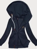 Tmavě modrá rozepínací mikina s kapucí a se vzorem drobných srdíček (2316)