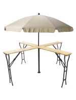 DŘEVĚNÝ BAROVÝ PIKNIKOVÝ STŮL KŘÍŽOVÝ SKLÁDACÍ