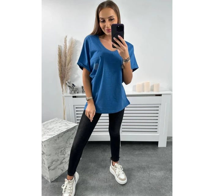 Bavlněná halenka s džínovou kapsou Bavlněná halenka s džínovou kapsou