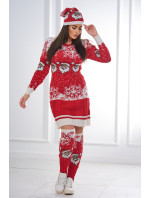 Vánoční set model 19002138 svetr + čepice + podkolenky červené - K-Fashion