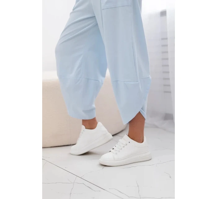 Bavlněný komplet halenka + kalhoty modrý Bavlněný komplet halenka + kalhoty modrý