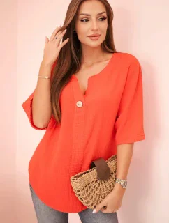 Dámská mušelínová košile s knoflíkem červený