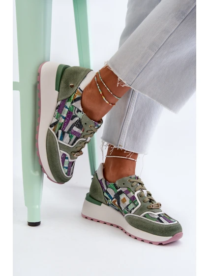 Dámské kožené tenisky na platformě Maciejka 06390-09 seledýnové