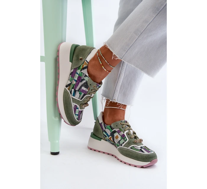 Dámské kožené tenisky na platformě Maciejka 06390-09 seledýnové