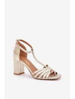 Sandály Z Přírodní Kůže Na Podpatku Laura Messi 2766