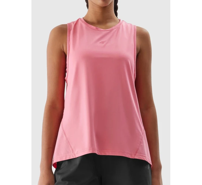 Dámský sportovní top z recyklovaných materiálů 4F - korálový Dámský sportovní top z recyklovaných materiálů 4F - korálový