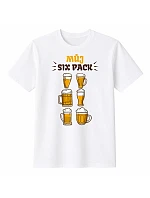 Pánské bavlněné tričko s potiskem - MŮJ SIX PACK - bílé