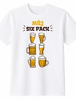 Pánské bavlněné tričko s potiskem - MŮJ SIX PACK - bílé