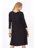 Dámské šaty volný střih 3/4 rukáv i pro středně dlouhé grafitové Černá model 15042431 - BeYou Dámské šaty volný střih 3/4 rukáv i pro středně dlouhé grafitové Černá model 15042431 - BeYou
