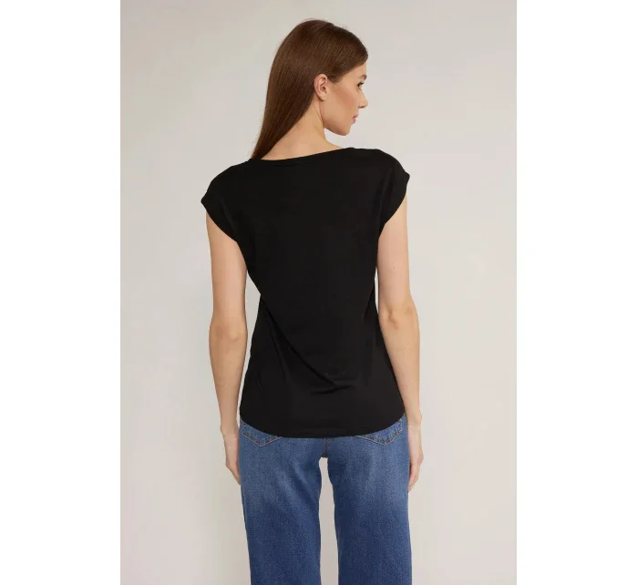 Dámské tričko s květinovým potiskem model 18523075 černé - Monnari