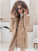 Dámská zimní bunda parka s kapucí, velbloudí barva Dstreet model 21991270 - FashionStreet