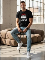 Pánské tričko s potiskem muscle car černé FashionStreet NX046R