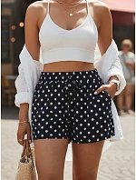 Dámské letní bavlněné kraťasy s puntíky, tmavě modré, FashionStreet SY0543