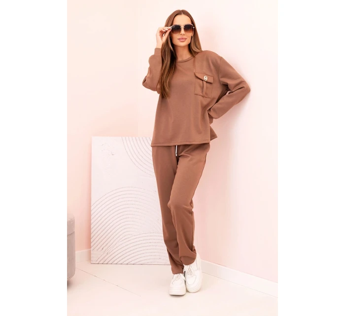 Komplet dámský máslový mikina a kalhoty s gumou camelový Komplet dámský máslový mikina a kalhoty s gumou camelový
