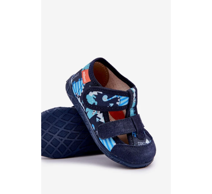 Pantofle Dětské Na Suchý Zip S  Modré model 21682771 - Milami