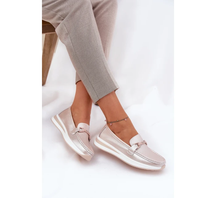 Dámské Kožené Mokasíny S.Barski GR51-598 Perlově Růžová