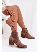 Dámské otevřené kotníkové boty na podpatku S.Barski HY61-8013 Hnědé Dámské otevřené kotníkové boty na podpatku S.Barski HY61-8013 Hnědé