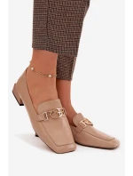Kožené dámské mokasíny s ozdobným detailem model 22031816 Béžové - D&A Kožené dámské mokasíny s ozdobným detailem model 22031816 Béžové - D&A
